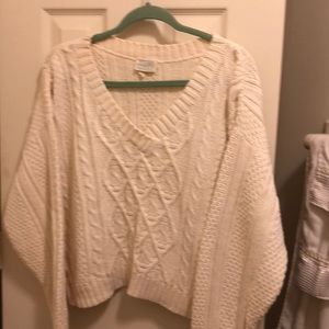 Mods intel white braided cropped sweater